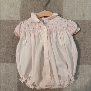 Pink Baby Romper with Embroidered Details